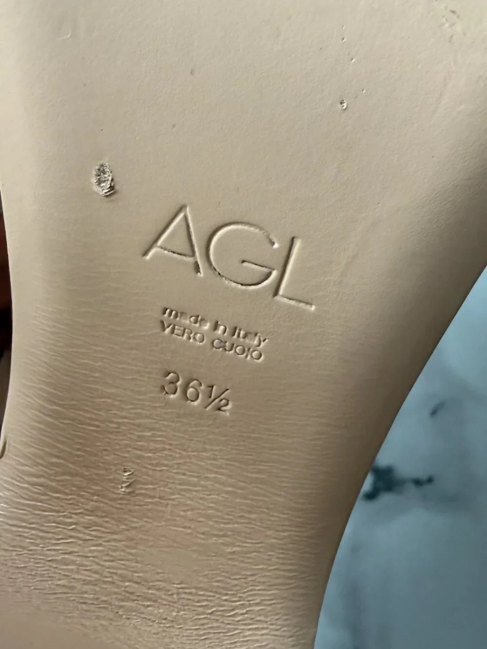 AGL Gold Leather Platform T-Strap Sandals Size EU 36.5